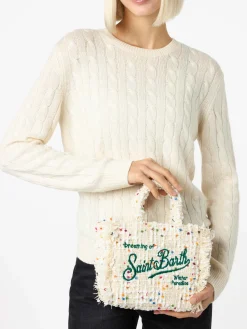 Wollhandtasche Mini Vanity mit weißem Tweedmuster