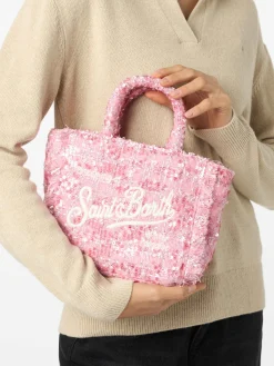 Wollhandtasche Mini Vanity mit rosa Tweedmuster