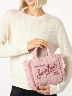 Wollhandtasche Mini Vanity mit rosa Tweedmuster