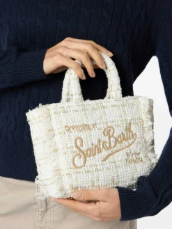 Wollhandtasche Mini Vanity mit weißem Tweedmuster