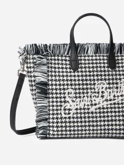 Wollhandtasche Mini Vanity mit glänzendem Hahnentrittmuster