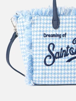 Wollhandtasche Mini Vanity mit glänzendem Hahnentrittmuster