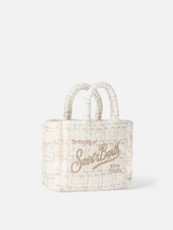 Wollhandtasche Mini Vanity mit weißem Tweedmuster
