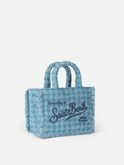 Wollhandtasche Mini Vanity mit hellblauem Tweedmuster