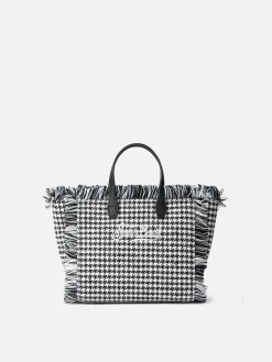 Wollhandtasche Mini Vanity mit glänzendem Hahnentrittmuster