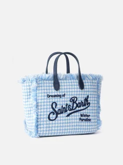 Wollhandtasche Mini Vanity mit glänzendem Hahnentrittmuster