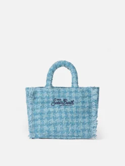 Wollhandtasche Mini Vanity mit hellblauem Tweedmuster