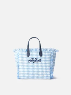Wollhandtasche Mini Vanity mit glänzendem Hahnentrittmuster