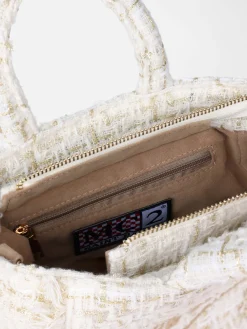 Wollhandtasche Mini Vanity mit weißem Tweedmuster