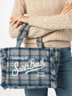 Wollige Handtasche Colette mit Karomuster