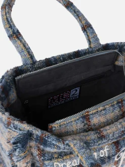 Wollige Handtasche Colette mit Karomuster