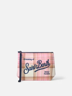 Wollige Pochette Aline mit rosa Schottenkaro-Print