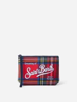 Wollige Pochette Aline mit rotem Schottenkaro-Print