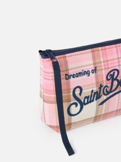 Wollige Pochette Aline mit rosa Schottenkaro-Print