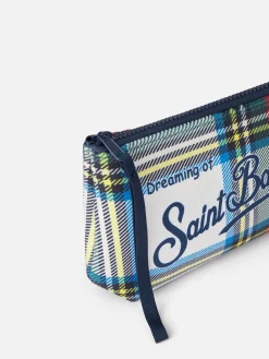 Wollige Pochette Aline mit weißem Schottenkaro-Print