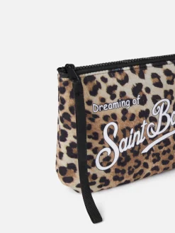Wollige Pochette Aline mit Animalier-Print