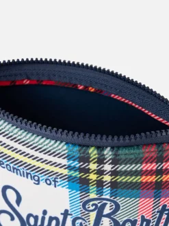 Wollige Pochette Aline mit weißem Schottenkaro-Print
