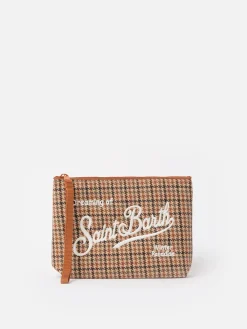 Wollpochette Aline mit Pied-de-Poule-Print