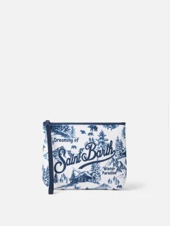 Wollpochette Aline mit Toile de Jouy-Print