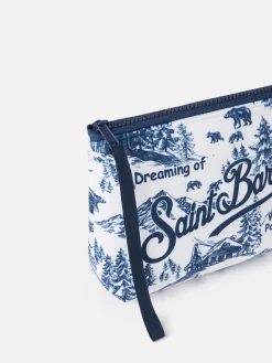 Wollpochette Aline mit Toile de Jouy-Print