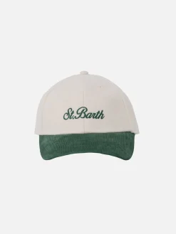 Wollweiße Ballkappe Baseball mit Cordschirm und gesticktem Logo