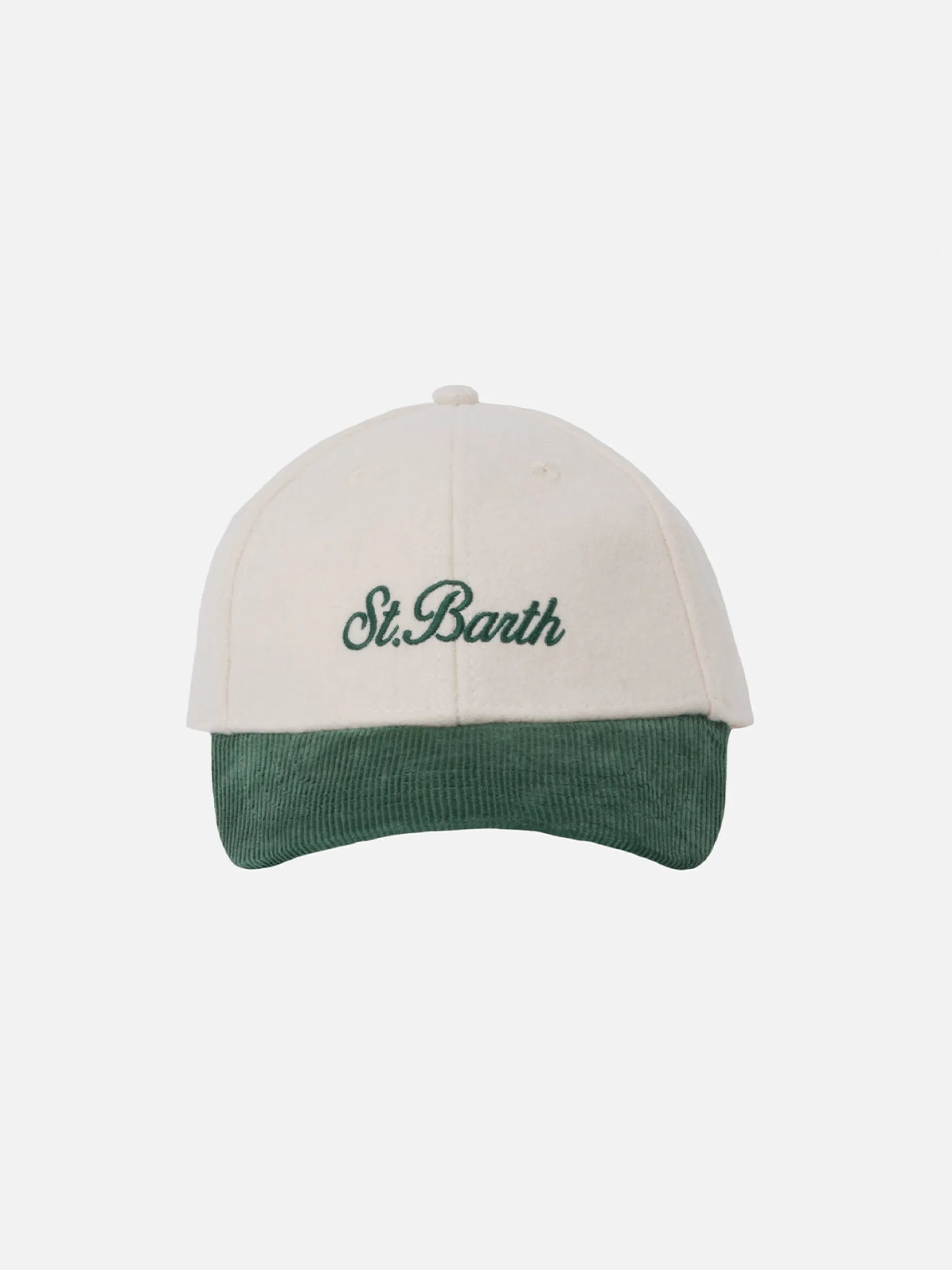 Wollweiße Ballkappe Baseball mit Cordschirm und gesticktem Logo